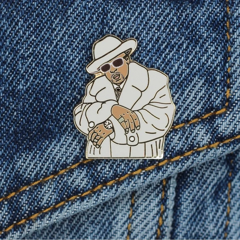 Tony Snow (pimp-c) player Stylish White and Gold Enamel Pin - Picture 1 of 11